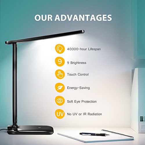 image for LED Desk Lamp, TopElek Eye-caring Folding Table Lamps, Dimmable Office