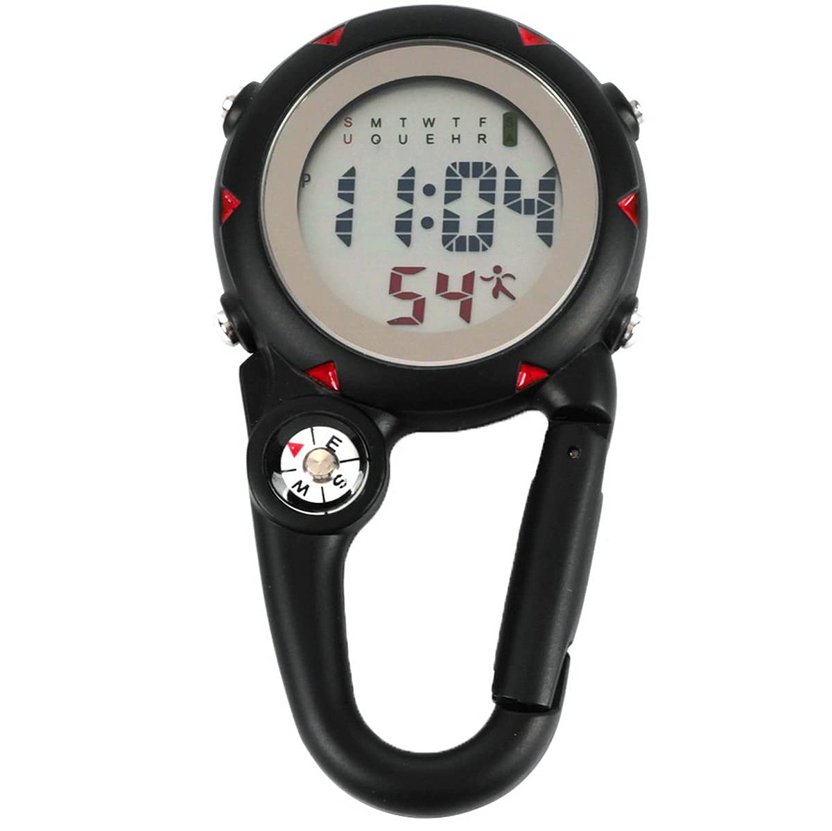 Carabiner Watch Multifunctional Luminous Clip on Carabiner Watch Mini Quartz Watch Compass, Clip On Luminous Multifunctional Carabiner Watch for Outdoor Climbing Activities