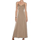 RIHOAS Women's Elegant Flowy Spaghetti Strap Dress - A Line Satin Maxi for Fall Wedding Guest, Formal Semi Formal