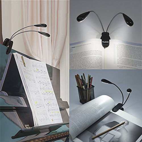 MustWin 12 LED Clip On Book Light, Rechargeable Reading Light 9 Levels Brightness, Music Stand Light Travel Lamp for Kids, eBook Readers, Music Players with USB Cable - Thumbnail 4