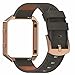 For Fitbit Blaze Bands Leather with Frame Small Large,Austrake Fitbit Blaze Band with Stainless Steel Buckle for Women Men (#6 Slate Gray Band + Rose Gold Buckle + Rose Gold Frame, Large(6.7