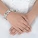 EVER FAITH Silver-Tone Austrian Crystal White Simulated Pearl Bridal Floral Leaf Tennis Bracelet Clear