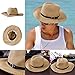 TINKSKY Cowboy Sun Hat Wide Brim Hat Summer Beach Straw Cap Foldable Caps (Khaki)