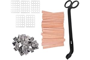NEWSEE 100Pcs Wood Wicks for Candles,Natural Wooden Candle Wicks with Candle Wick Trimmer,Smokeless Crackling Wooden Candle Wicks for DIY Candle Making Thickened 5.1 X 0.51inch