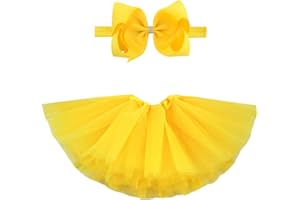 BGFKS 5 Layered Toddlers Tulle Tutu Skirt for Girls with Headband for Baby Girl 0 to 36 Months