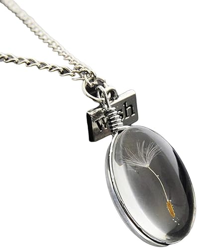 Amazon Gomyie 手作りカスタムタンポポチェーン両面ガラス玉ネックレスドライフラワーペンダントネックレス スタイル1 ネックレス 通販