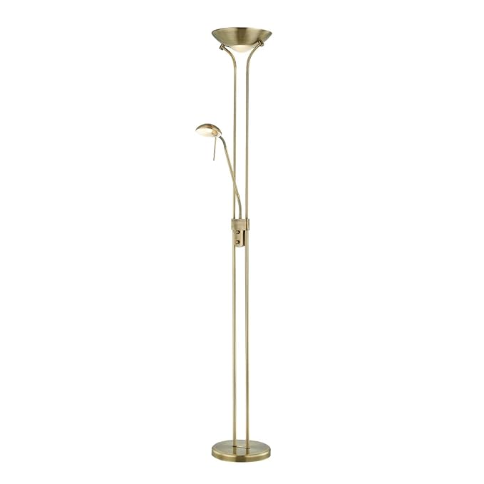 LED Stehlampe Dimmbar Deckenfluter mit Leselampe LED Floor Lamp Uplight Flexibler Leselampe 2 Flammig?3000K (warmweiß), 8/3W,