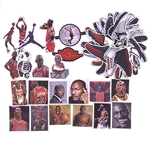 Jordan Shoe AJ Sneaker Laptop Stickers Cool Vinyl Waterproof Sport NBA Basketball Sticker Skateboard Pad MacBook Car Snowboard Bicycle Luggage Decal 50pcs Pack, Great Gift Choice for Teens Boyfriend