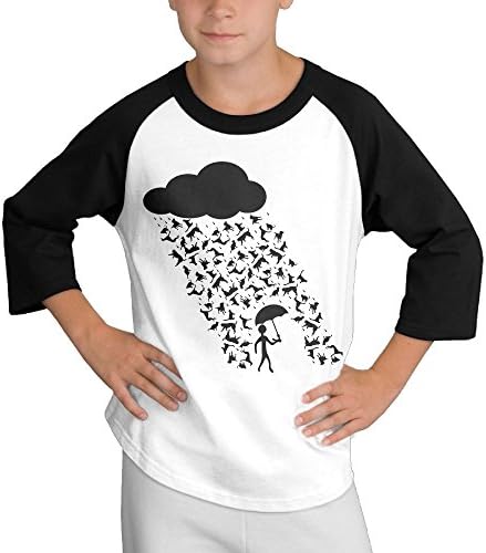 QulujianG Raining Cats and Dogs Youth Middle Sleeve Shoulder - Shoulder T-Shirt XL