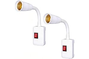 E27 Screw Socket Two Plug lamp Holder with on/Off LED Bulb Hose lamp Holder Small Night Light Adapter White (2PCS)