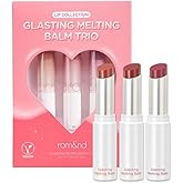 rom&nd Glasting Melting Balm Trio | Hydrating Lip Balm Set for Crystal Shine & Vivid Daily Colors | Non-Sticky, Gentle Formula for Plump, Dewy Lips | #05 Nougat Sand, #06 Kaya Fig, #07 Mauve Whip