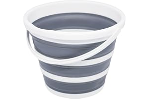 Goderewild Collapsible Bucket Mop Bucket 2.6 Gallon(10L) for House Cleaning, Travel, and More - Lightweight, Foldable, and Portable for Outdoor Adventures(Grey-Round)