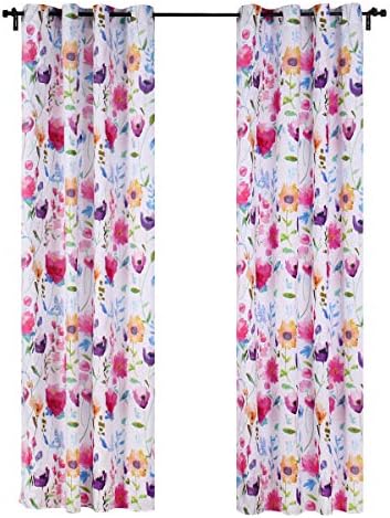 2 Panels Printed Blackout Curtains Eyelet Thermal Insulated Soft Floral Patterns Draperies Room Darkening Window Treatment Curtain for Livingroom Bedroom Kids Room,140x160cm