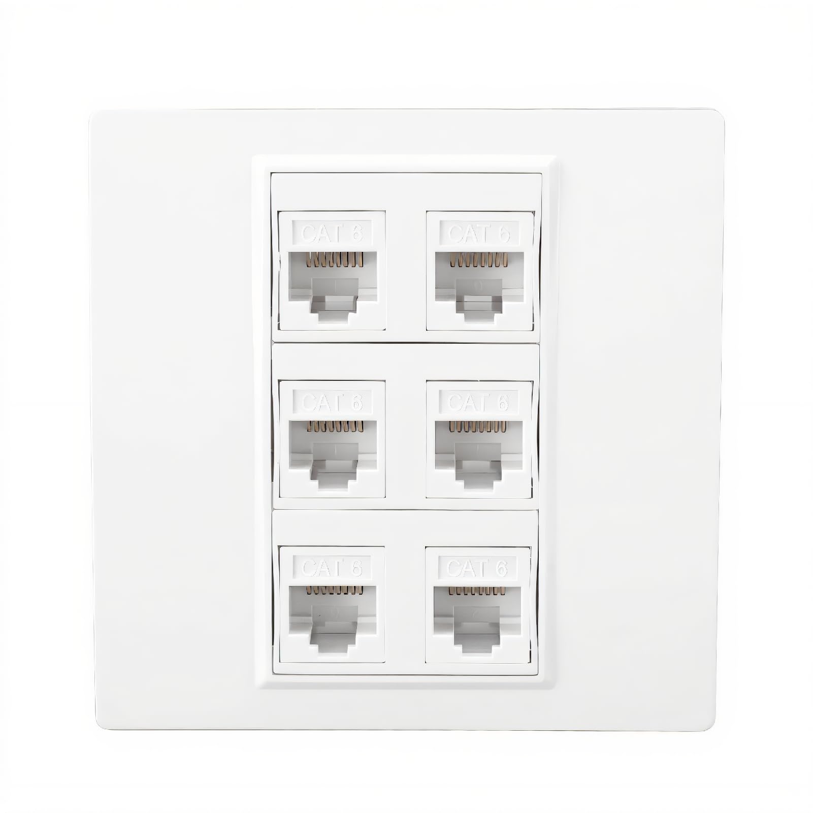 CAT6 Ethernet Faceplate 6 Port Cat 6 Female to Female Ethernet Socket Wall Plate for Cat6 6a 5 5e Ethernet Devices Networking Socket Box