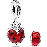 HappyStar 925 Sterling Silver Charms for Bracelets and Necklaces Tarot Card Dangle Pendants Rose Flowers Beads Charms Jewelry Gifts For Women