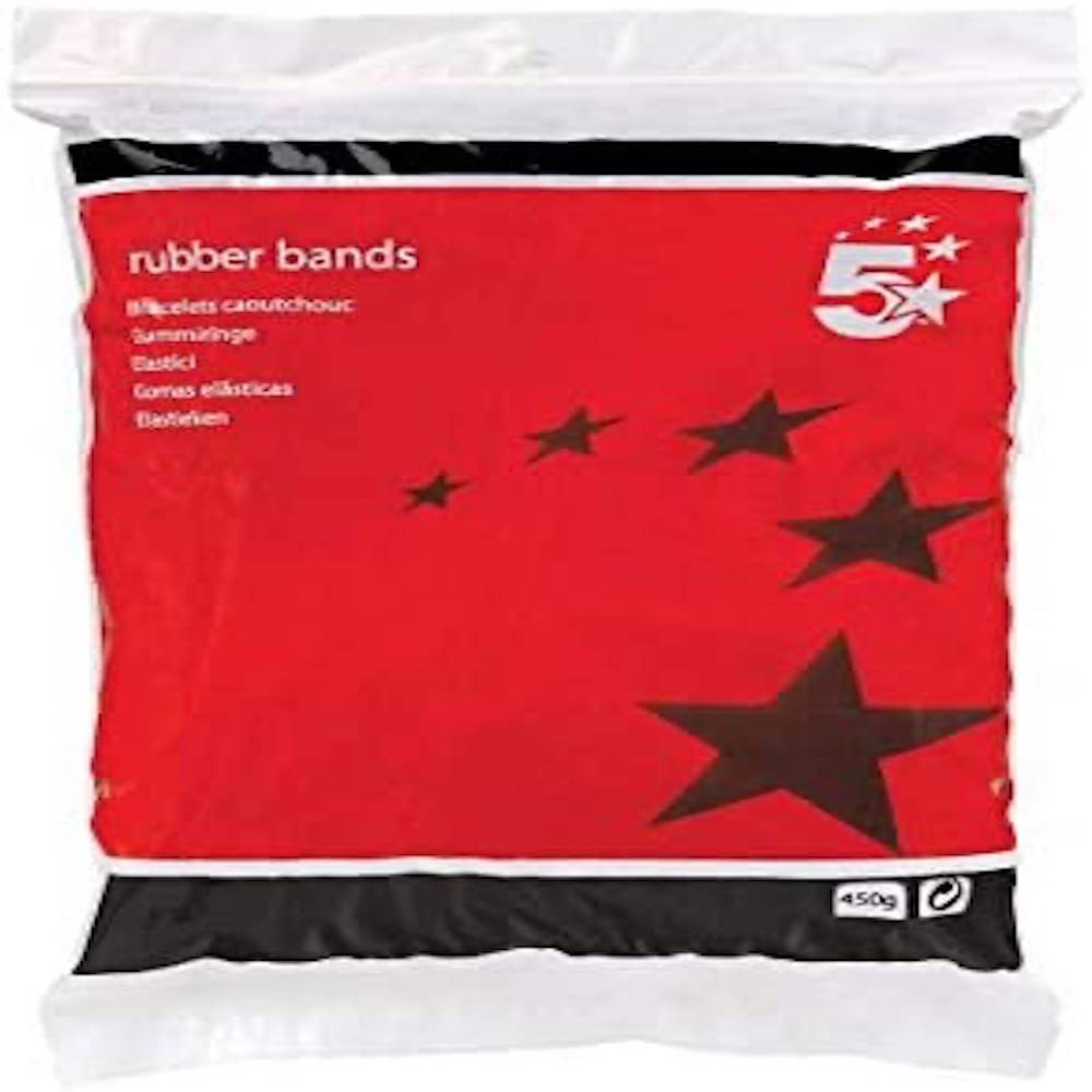 5 Star 296433 Office Rubber Bands No.36 Each 127x3mm Approx 460 Bands [Bag 0.454kg], Brown