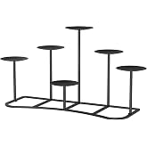 Smtyle Fireplace Christmas Candelabra Candle Holder - Black Matte Geometric Multi Tier Design, Stable Base, Perfect for Pillar Candles, Modern Minimalist Home Decor Accent