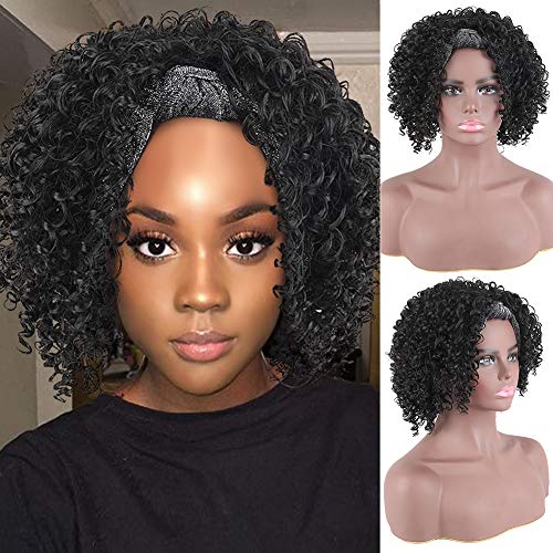 CINHOO-Afro-Kinky-Curly-Wigs-with-Headwrap-synthetic-fiber-Jerry-Curly-Afro-Puff-with-The-Cobalt-Silver-Cotton-Headband-Turban-Curly-Wave-Drawstring-Ponytail-2-in-1-Headband-Wig-for-Black-Women1B