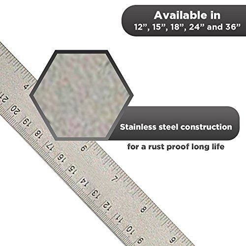 Stainless Steel Metal Ruler 10 Pack – Set of 10 Heavy Duty 24 Inch Office Rulers with Non Slip Cork Back Providing Optimal Precision (24" 10 PACKS)