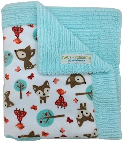 Woodland Creatures Minky Blanket for Dogs ~ Cuddly Small Double Thickness 26” x 30” ~ for Puppies, Toy Breeds, Dog Stroller, Carrier, Sling, Crate, Car and Lap ~ USA Made