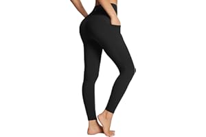 baleaf Women's Leggings with Pockets Black Tummy Control Workout High Waisted Athletic 7/8 Ultra Soft Gym Yoga Ankle Pants