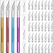 4 Pieces Craft Knife Hobby Knife with 40 Pieces Stainless Steel Blades Kit for Cutting Carving Scrapbooking Art Creation (Color Set 2)