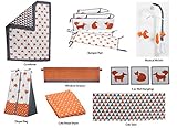 Bacati Playful Foxs 10 Piece Crib Set Including Bumper Pad, Orange/Grey