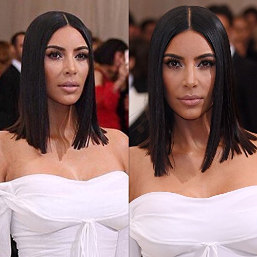 Amazon Com Joywigs Kim Kardashian Human Hair Lace Wig Blunt Cut Bob 6 Invisible Middle Deep Parting Human Hair 130 Density Glueless Brazilian Remy Hair Wig For African Americans 10 Natural Color