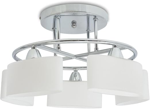 vidaxl lampara de techo moderna con 5 luces de pantalla elipse de cristal
