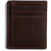 PavinCrafter Slim Leather Wallet for Men & Women – Minimalist Front Pocket Card Holder, Small Money Clip Wallet, Genuine Leather Credit Card Case (Brown)