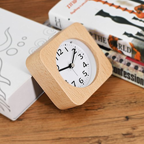TXL 5.5" Wood Alarm Clock Digital Battery Operated Silent Desk Clock