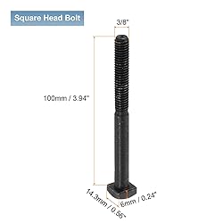 uxcell 5Pcs Square Head Bolts, 3/8-16x4 Black Oxide