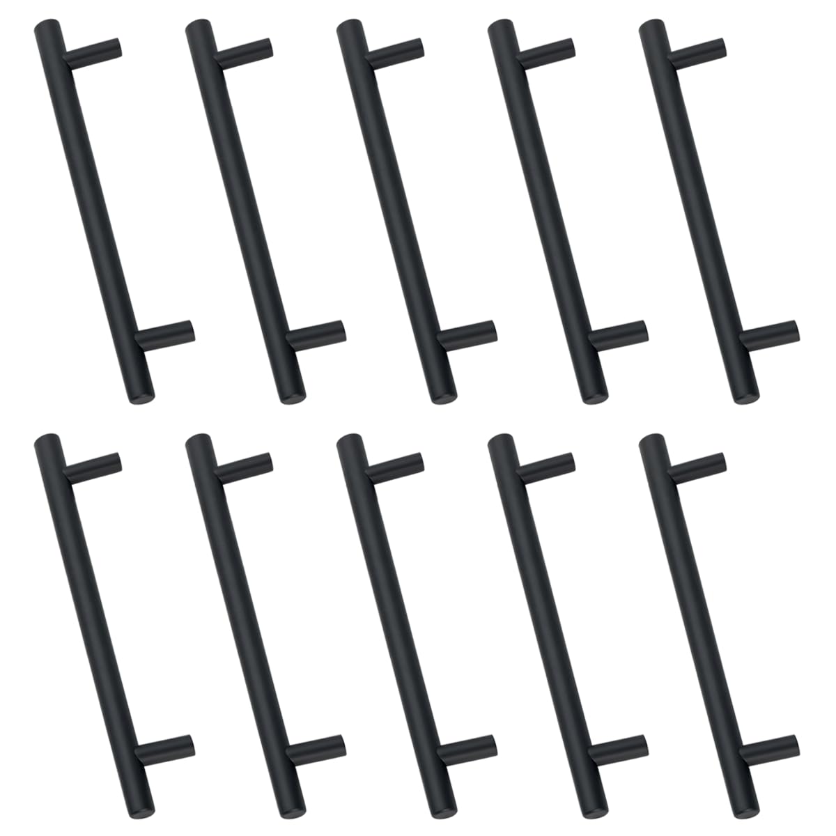 Drenky Kitchen Door Handles, Black Kitchen Cupboard Handles Stainless Steel T Bar 192mm Hole Centre with Screws for Wardrobe Cabinet Drawer, 10 Pack
