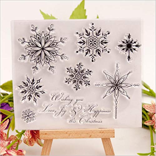 Welcome to Joyful Home 1pc Snowflake Wishing You Love Joy Christmas Rubber Clear Stamp for Card Making Decoration and Scrapbooking