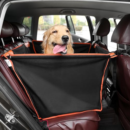 Pecute Car Seat for Large Dog, Pet Car Seat Protector with Safety Belt Extra Space, Waterproof Car Seat Cover Suitable for Back Seats