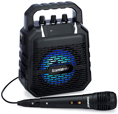 SoundBeast Firebird Karaoke Machine & Portable PA Speaker System For Kids & Adults - With Lights, Microphone, Bluetooth (Black)