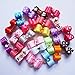 Hixixi 50pcs/pack Cat Small Dog Puppy 3D Mini Size Hair Bows Multicolor Rhinestone Beads With Rubber Bands Pet Hair Accessories Mix Color Random