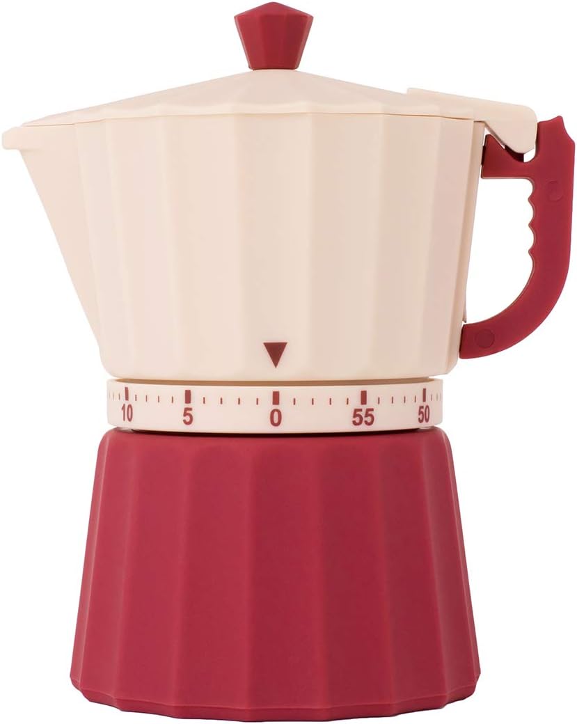 Kitchen Timer Cooking Timer Reminder 60-Minute Mechanical Countdown Clock Time Management (Red coffepot)