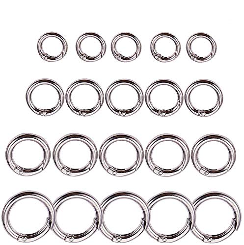 20Pcs Snap Clip Hook Carabiner, NALCYRound Spring Ring Key, Snap Clips Trigger Spring Keyring Buckle for Bags Purses Keychain