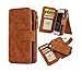 iPhone 7 Wallet Case,Hynice Detachable Wallet Purse Magnetic Slim PU Leather Protective Shell Cover With 14 Card Slot Zipper Pocket Kickstand For Apple iPhone7 4.7 inch (14Card-Brown)