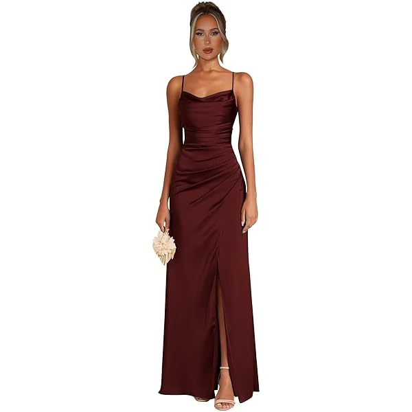 Amazon.com: Women's Cowl Neck Satin Bridesmaid Dresses Long Mermaid Spaghetti Straps Ruched Formal Evening Dresses with Slit Aqua : Clothing, Shoes & Jewelry Amazon.com: Women's Cowl Neck Satin Bridesmaid Dresses Long Mermaid Spaghetti Straps Ruched Formal Evening Dresses with Slit Aqua : Clothing, Shoes & Jewelry