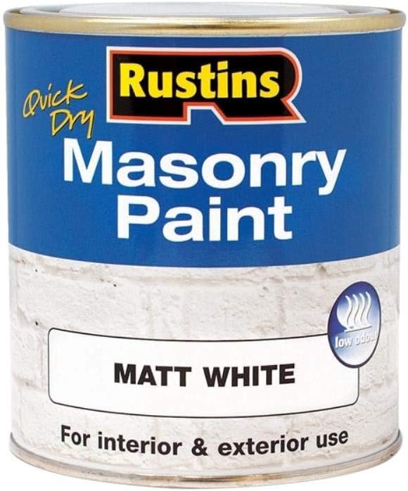 RUSTINS Masonry Paint, White, 500 ml (Pack of 1)