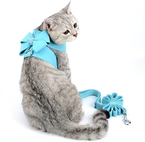 SMALLLEE_Lucky_Store CWYP00125 Ultra Suede Small Dog Cat Harness Leash Bowknot