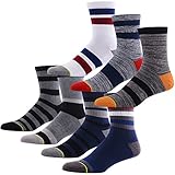 Hiking Crew Socks for Men, MEIKAN Stripe Cotton Fashion Athletic Socks 1, 3, 4, 7 Pack