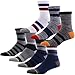 Fashion Crew Casual Socks for Men, MEIKAN Stripe Cotton Athletic Hiking Socks 1, 3, 4, 7 Pack