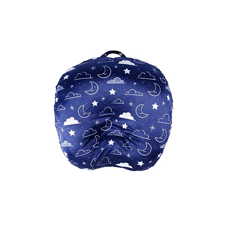 Minky Removable Newborn Lounger Cover Nursing Pillow Slipcover Soft Snug Fits Boppy Lounger (Navy Blue, Stars and Clouds…