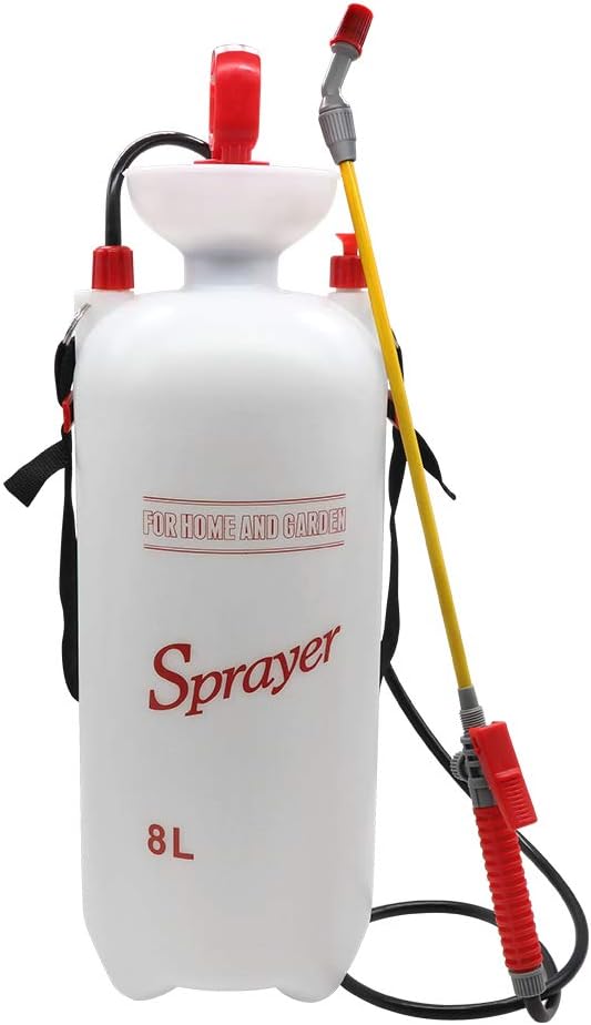 Ayaya 2 Gallon Sprayer for Garden & Lawn Portable Pressure Sprayer Spray Bottle Watering Can with Shoulder Strap (White 2 Gallon)