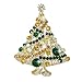 EVER FAITH Streamer Star Christmas Tree Brooch Pin Green w/Brown Austrian Crystal