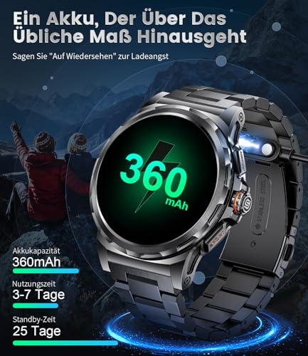 LIGE Men's Smart Watch, 1.43 Inches AMOLED for Android iOS, Black | HD-AMOLED Display, Bluetooth Calls, Health Tracking, 120+ Sports, IP68, 7 Days Battery Life, Custom Dials