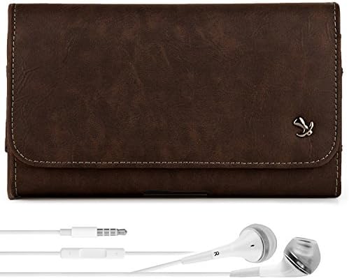 iPhone 7 Plus Case Vegan Nylon Hip Leather Holster, Protective Tough Horizontal Hip Pouch [SAM333] + VG Headphones